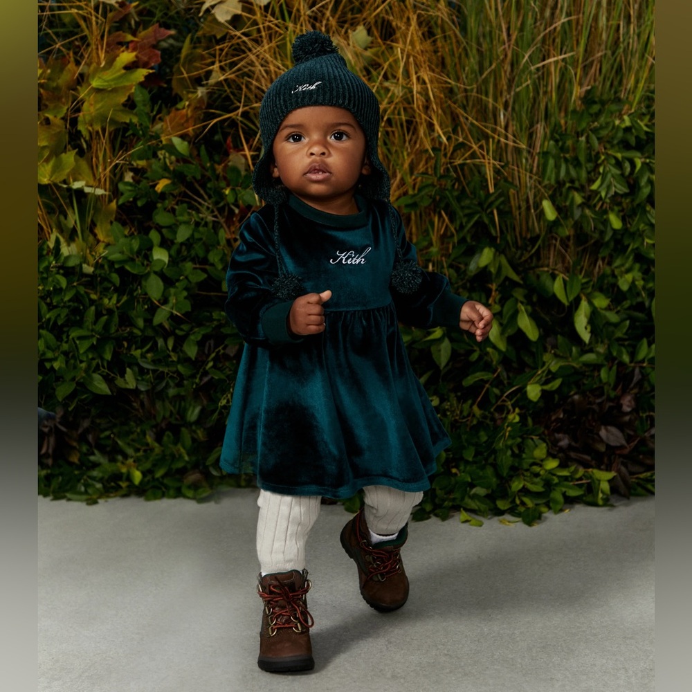 Baby Green Velvet Velour Kith Dress